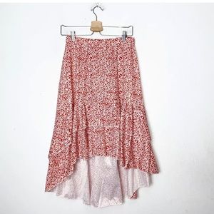 Hibluco Red and White Floral Hi Low Skirt